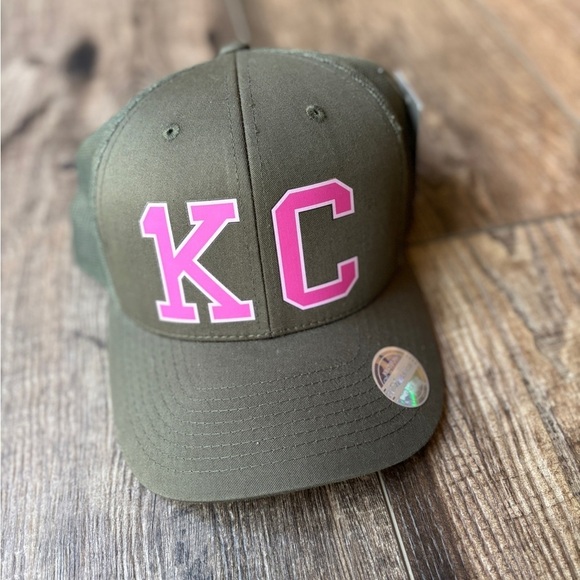NEW KC Trucker Hat Army Green/Pink Snapback Adjustable - Picture 2 of 6